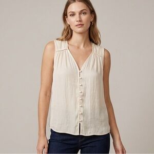 Evereve By Hot Mama Ivory Mea Satin Gathered Tank XSmall